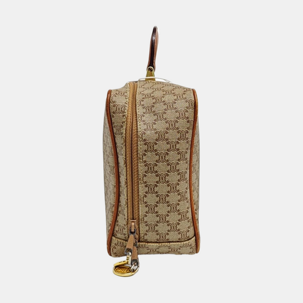 Coated Canvas Top Handle Bag Brown
