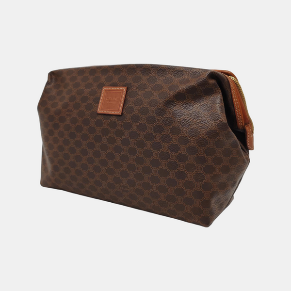 Authenticated pre-owned  MACADAM COSMETIC BAGS Coated Canvas Brown - Clutch at Looply