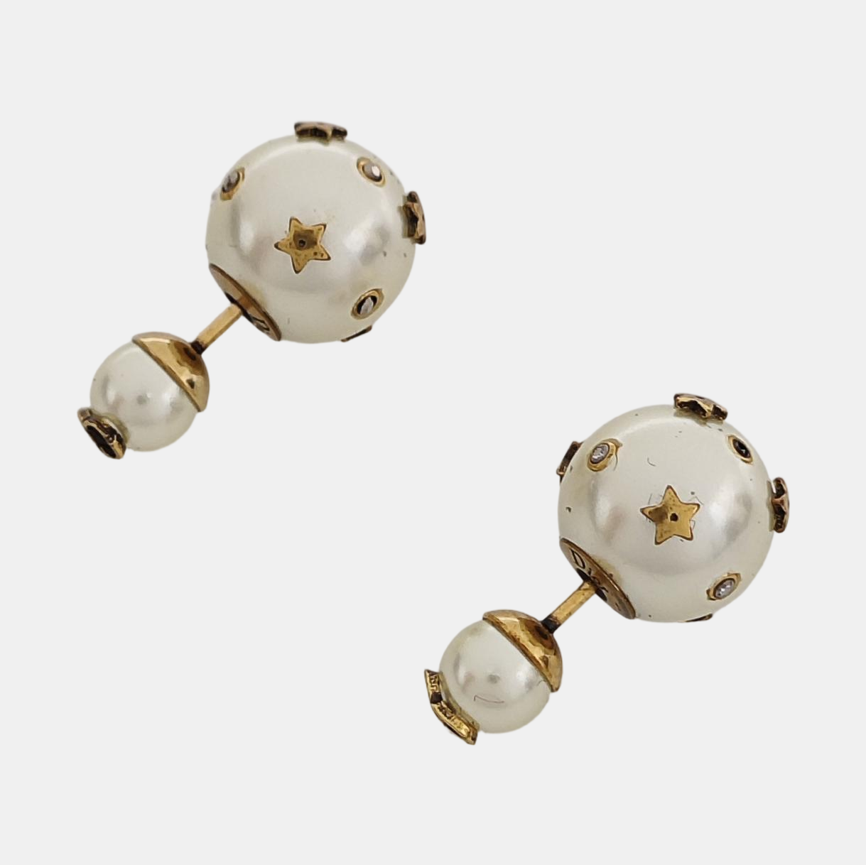 Dior Tribales Metal White Stud Earrings