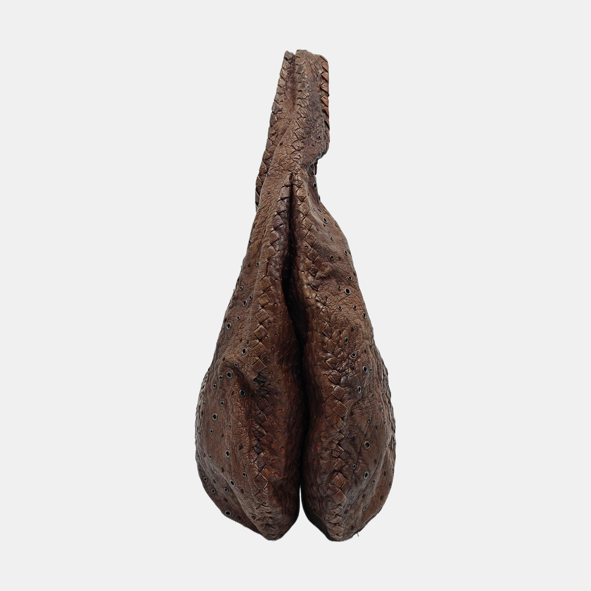 Ostrich Top Handle Bag Brown