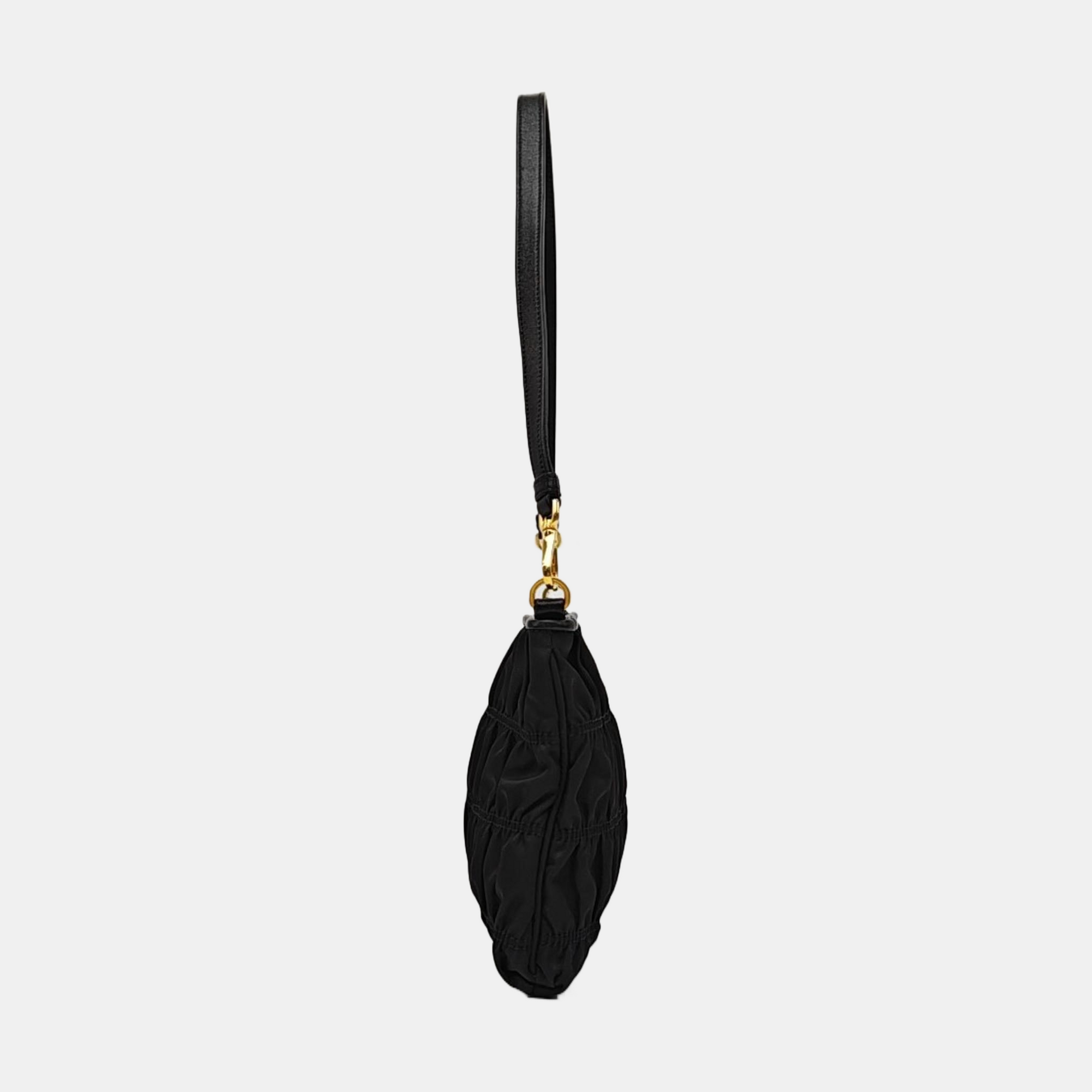Quilted Nylon Top Handle Bag Black