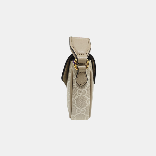 Ophidia Small Monogram Coated Canvas Beige