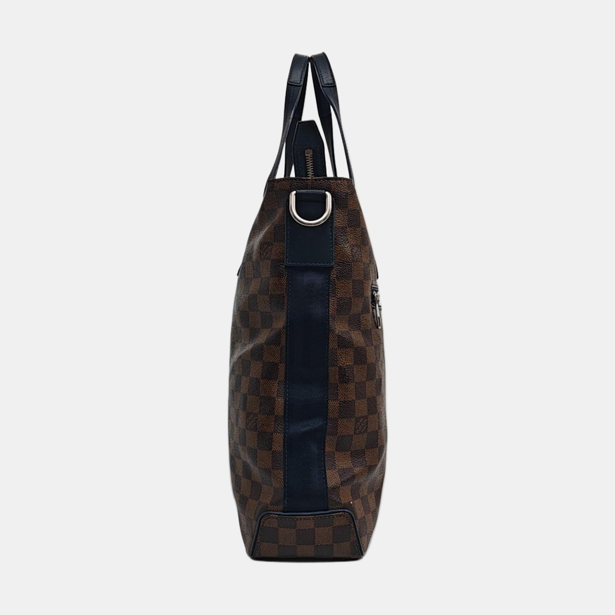 Damier Ebene Coated Canvas Tote Bag Brown