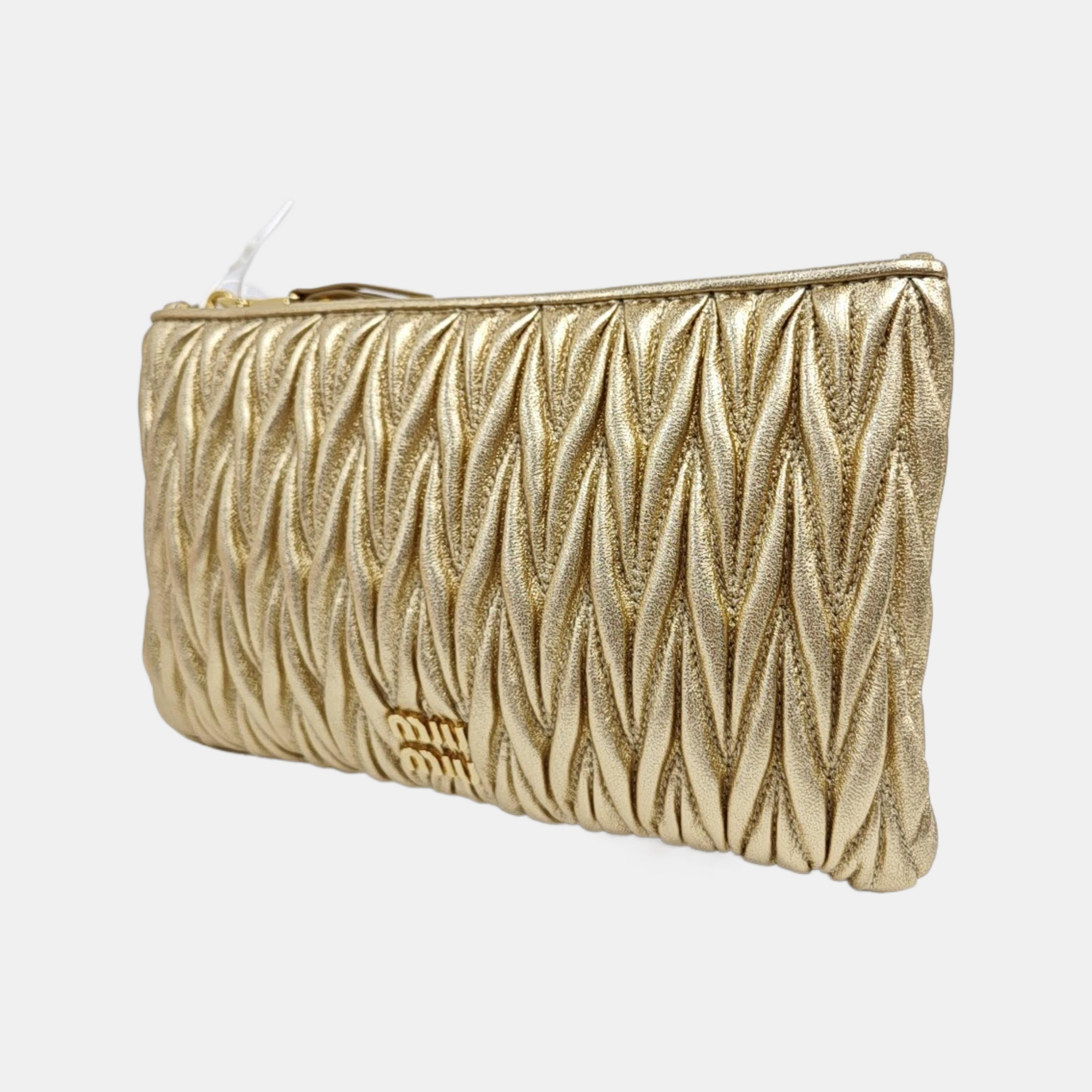 Quilted Lambskin Clutch Gold