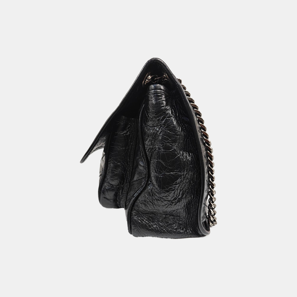NIKI Medium Chevron Calfskin Black