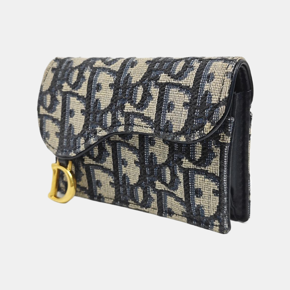 Saddle Mini Oblique Canvas Blue Wallet