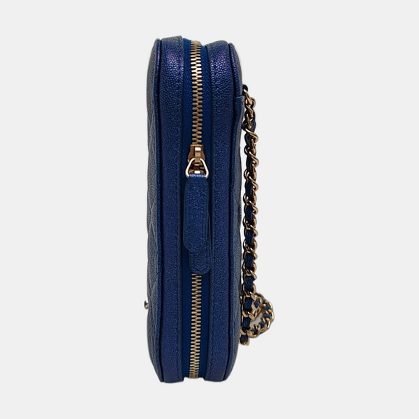 Quilted Grained Calfskin Blue