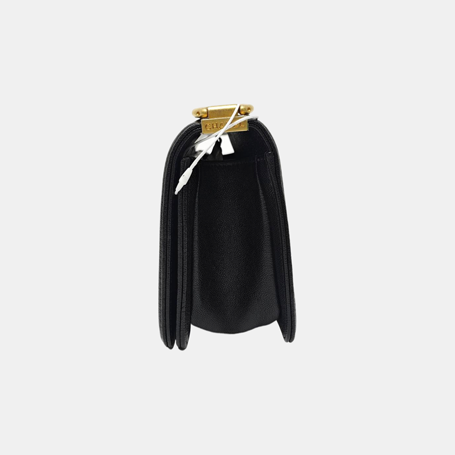 Leboy Small Chevron Grained Calfskin Black