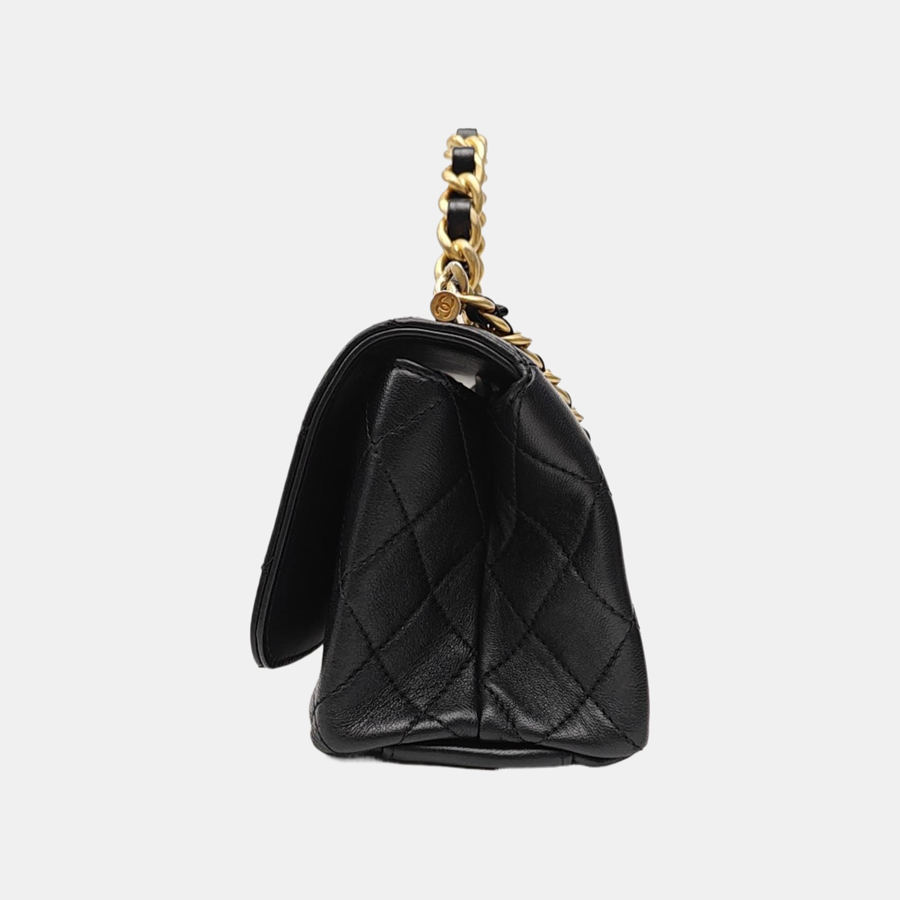 TWO TONE CHAIN HANDLE Small Quilted Lambskin Black