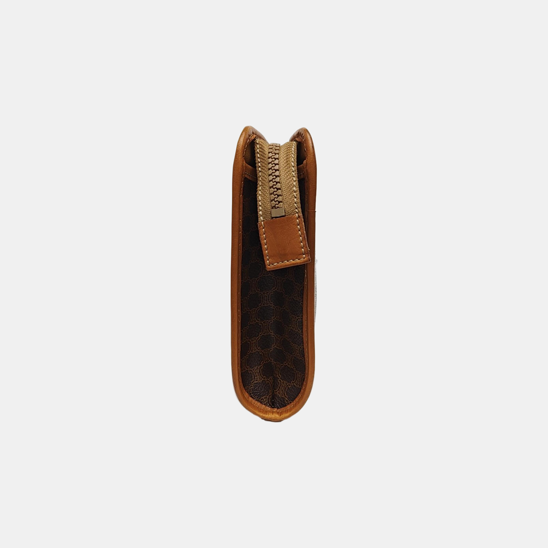 Coated Canvas Clutch Brown