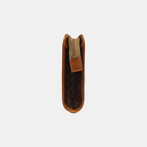Coated Canvas Clutch Brown