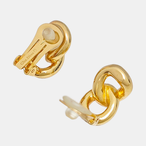 Twist Round Metal Gold Clip On Earrings