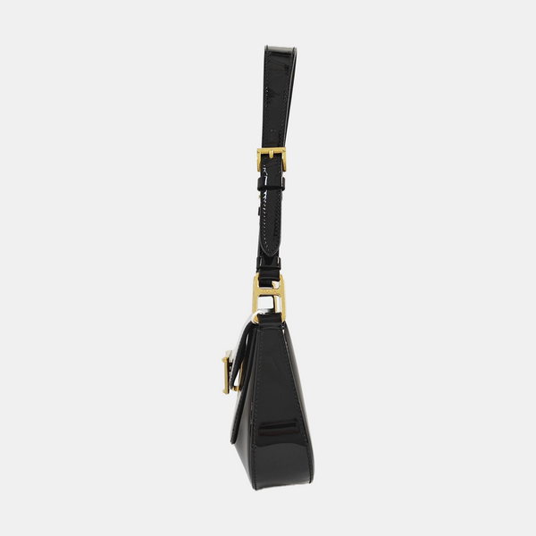 Patent Leather Top Handle Bag Black