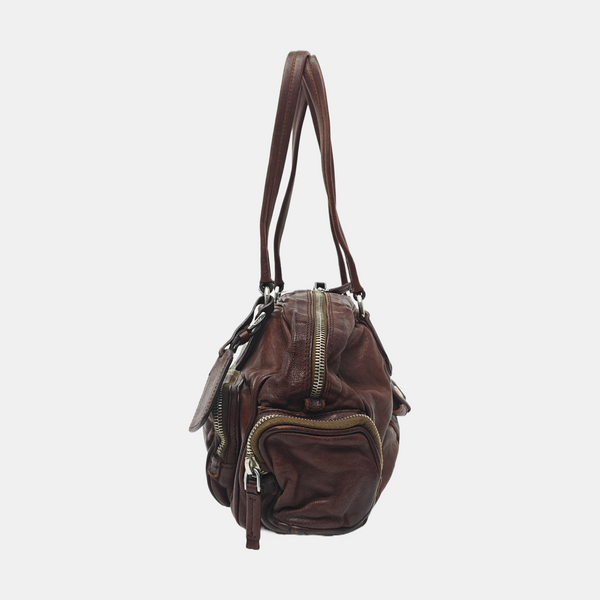 Calfskin Top Handle Bag Brown