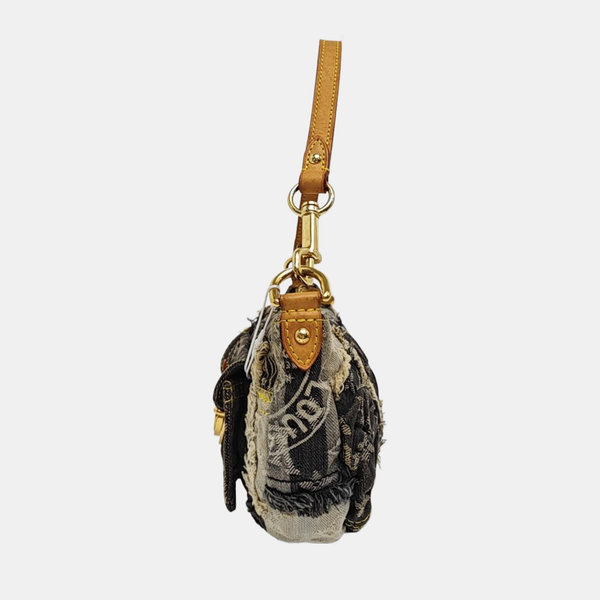 Monogram Denim Top Handle Bag Black