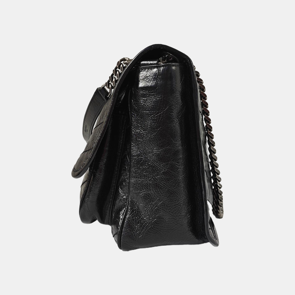 NIKI Medium Chevron Calfskin Black