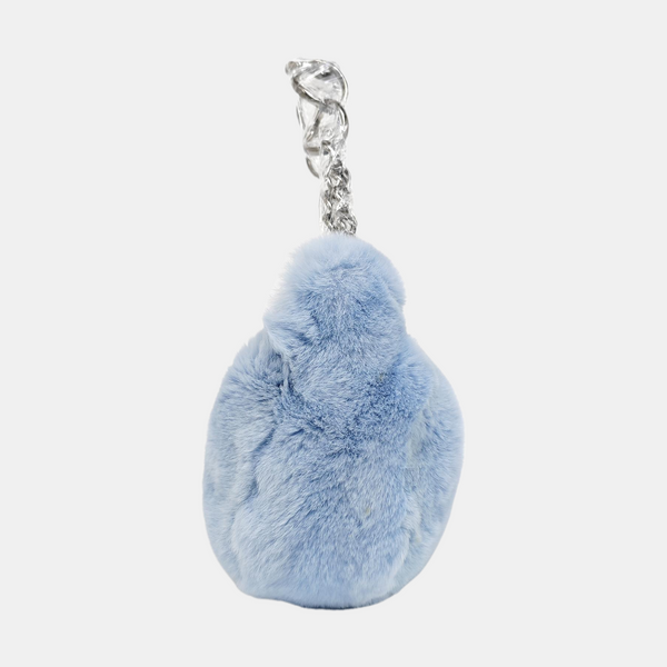 Rabbit Fur Top Handle Bag Blue