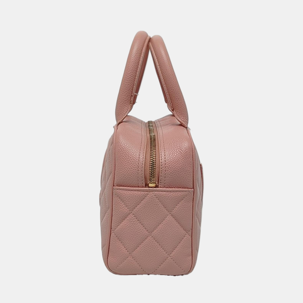 BOWLER Quilted Grained Calfskin Pink