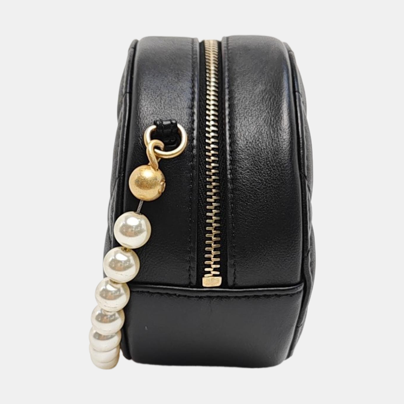 ROUND Mini Quilted Calfskin Black