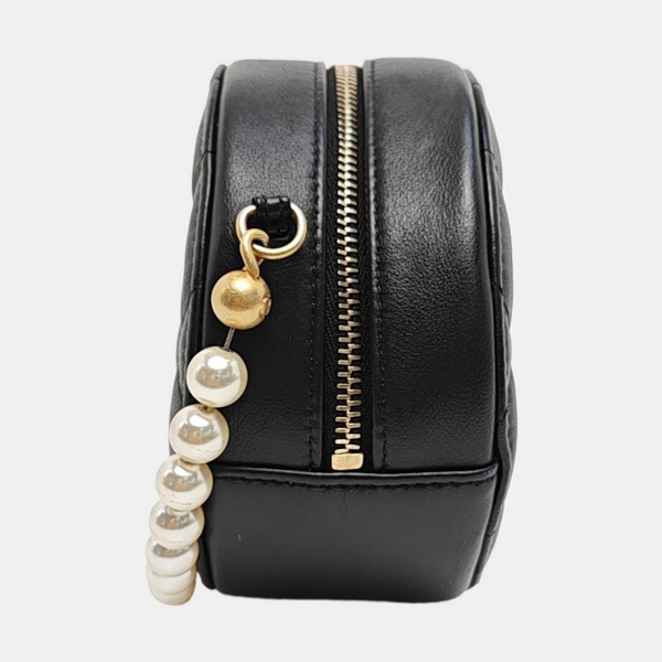 ROUND Mini Quilted Calfskin Black