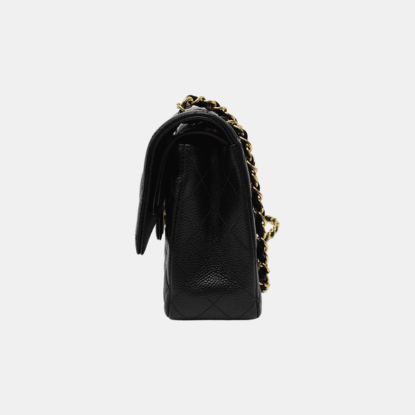 CLASSIC FLAP Medium Quilted Grained Calfskin Black