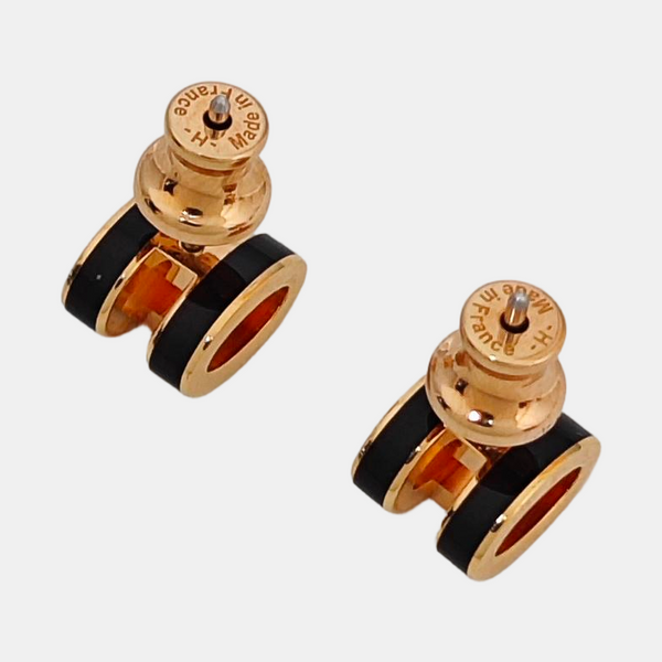 Pop H Metal Black Stud Earrings