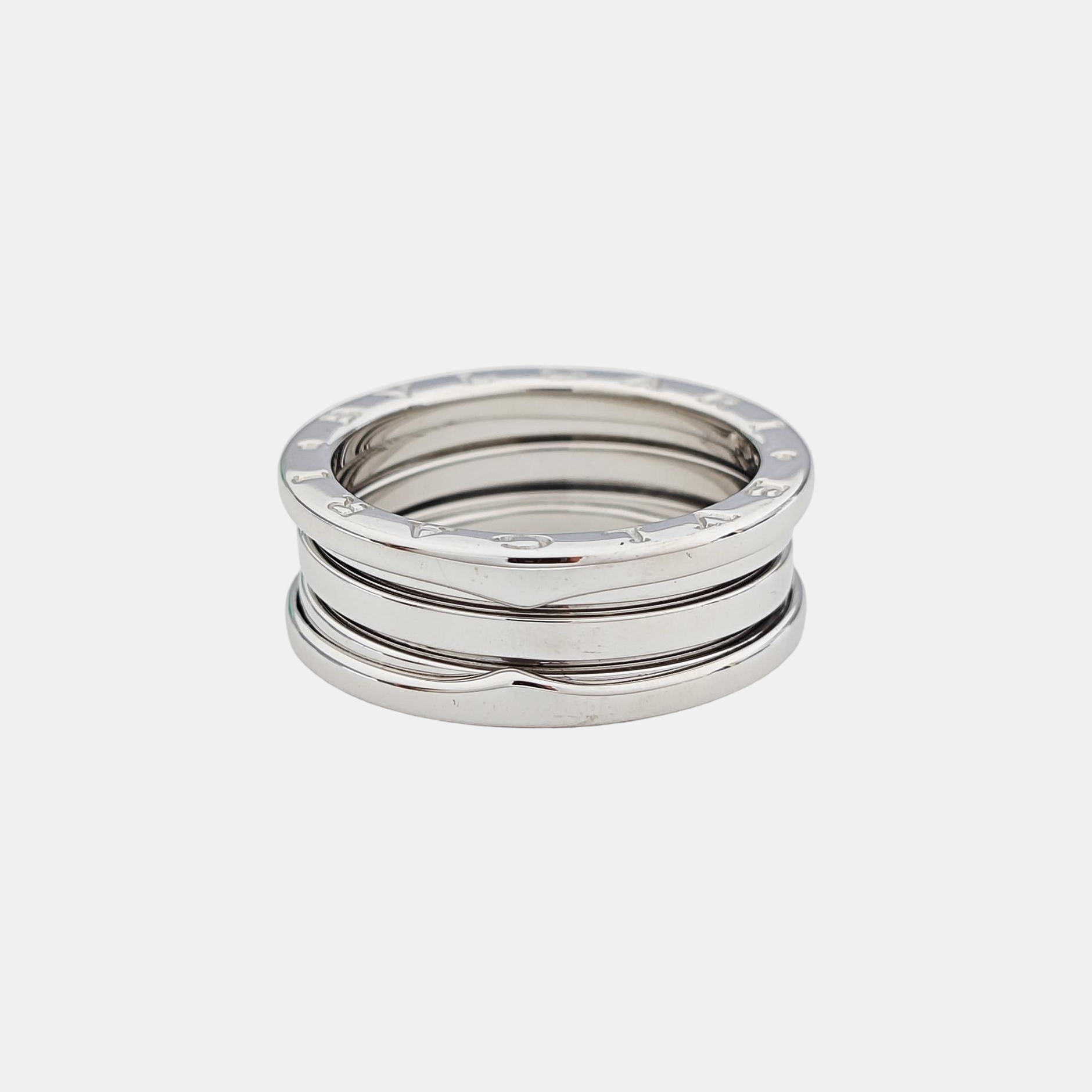 B.ZERO1 18k White Gold Silver Ring EU 62