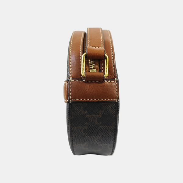TRIOMPHE ROUND Mini Coated Canvas Brown