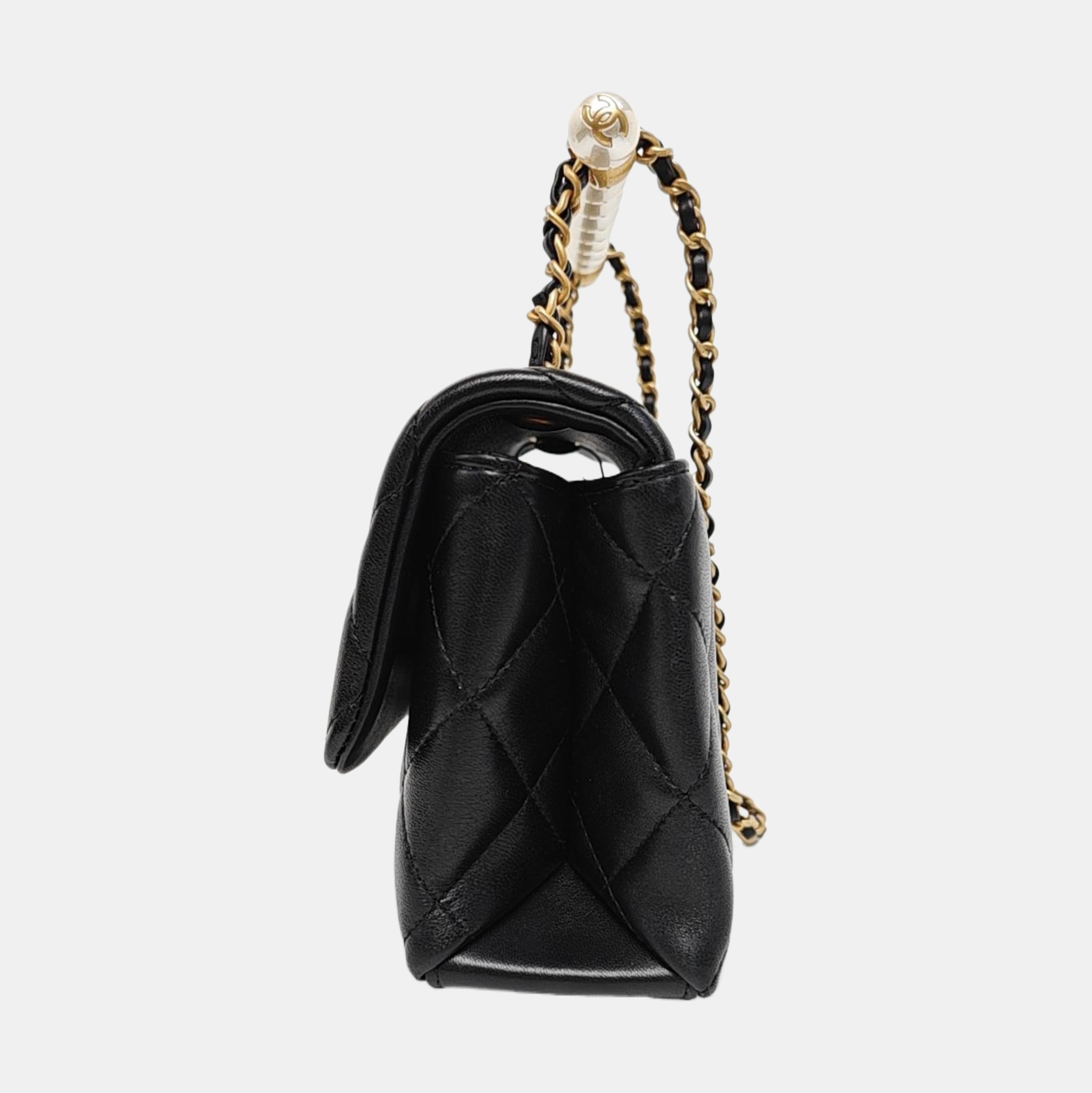 Quilted Lambskin Shoulder Bag Mini Black