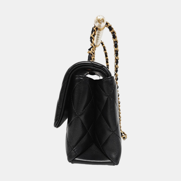 Quilted Lambskin Shoulder Bag Mini Black