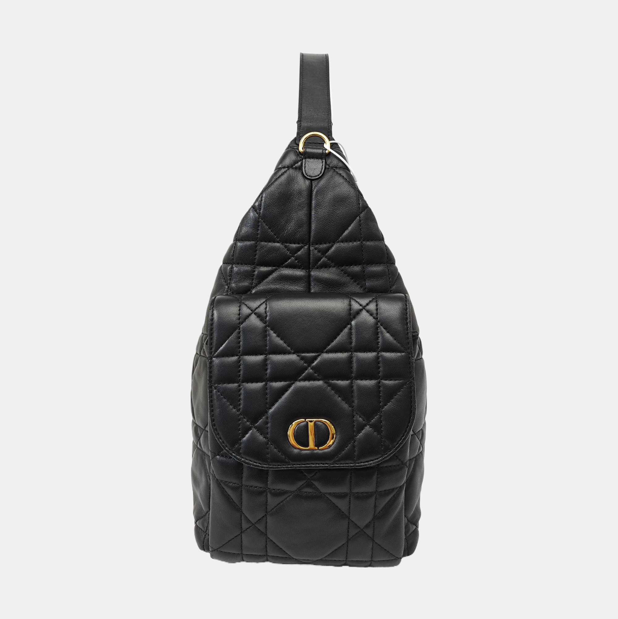 Cannage Lambskin Shoulder Bag Black