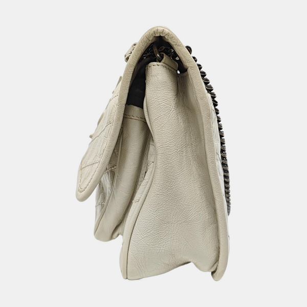 NIKI Small Chevron Calfskin White