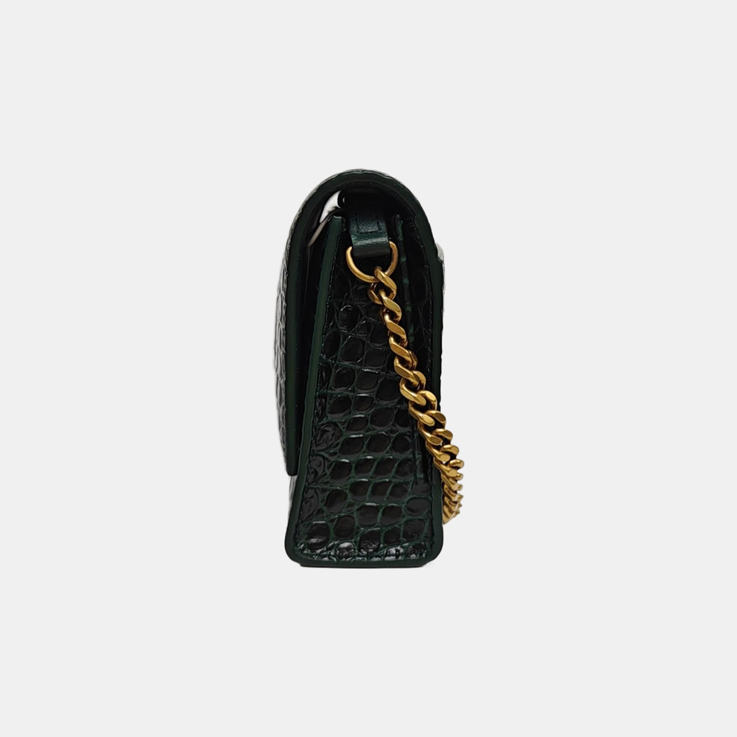 Hourglass Wallet On Chain Small Calfskin Green