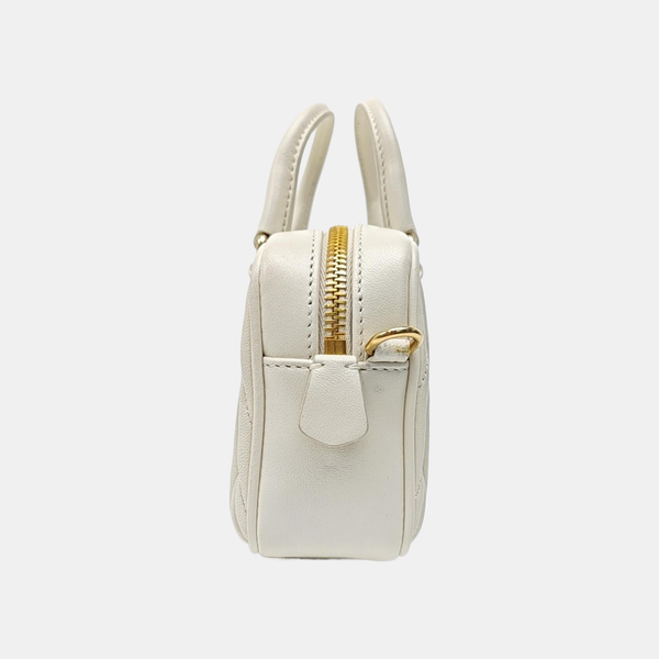 Arcadie Matelassé Mini Quilted Lambskin White