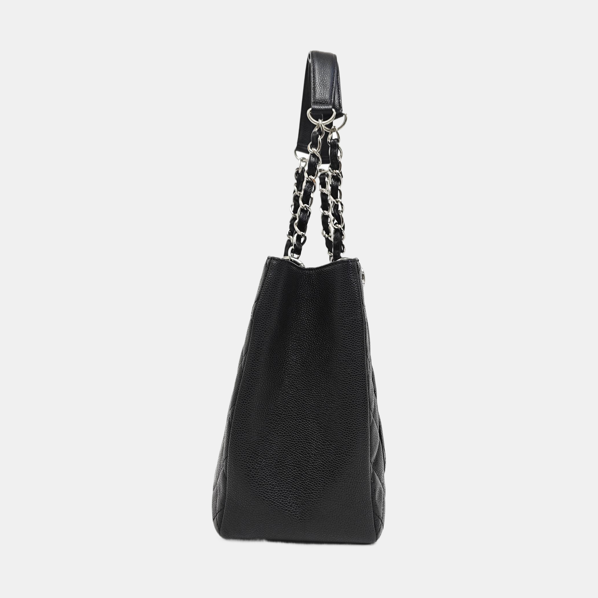 CHANEL GST Large Quilted Grained Calfskin Black