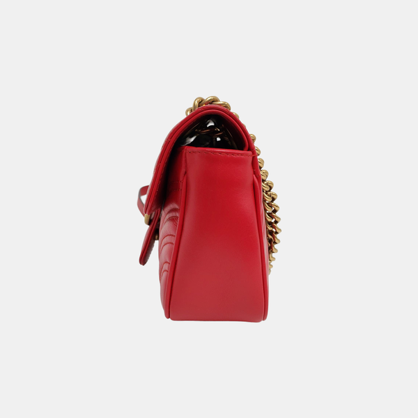 GG Marmont Small Quilted Calfskin Red