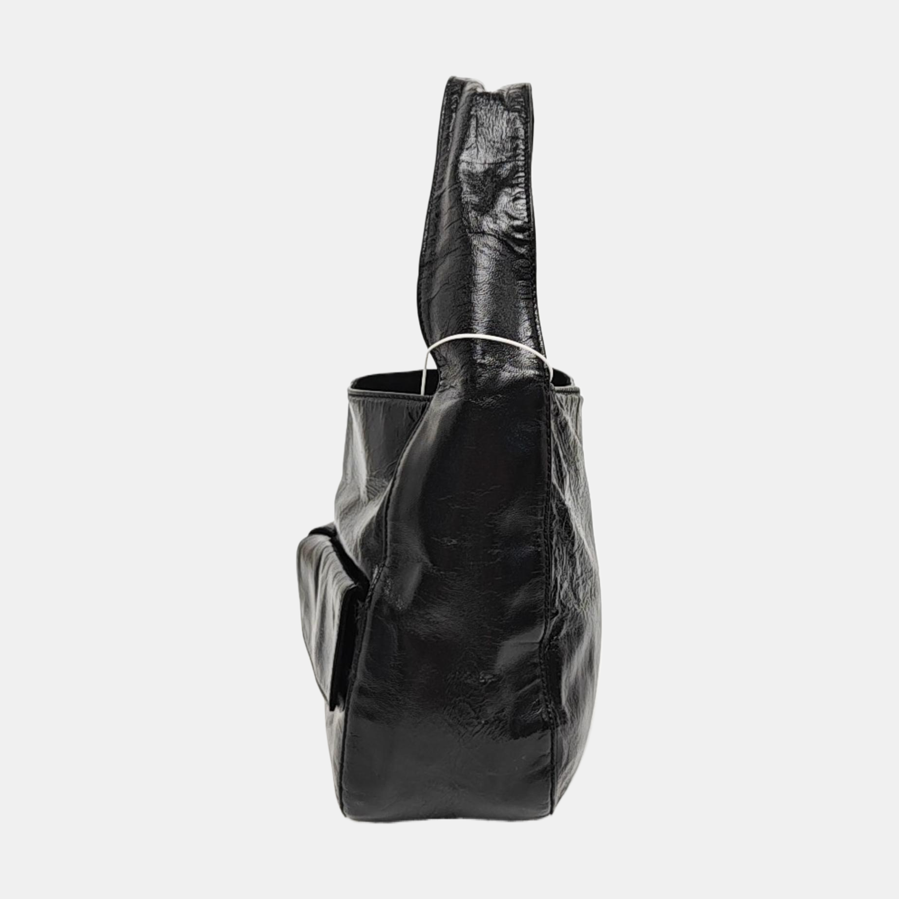 Patent Leather Top Handle Bag Black
