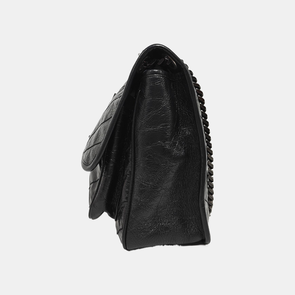 NIKI Medium Chevron Calfskin Black