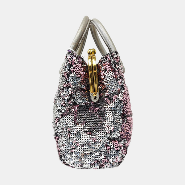 Special Material Top Handle Bag Silver