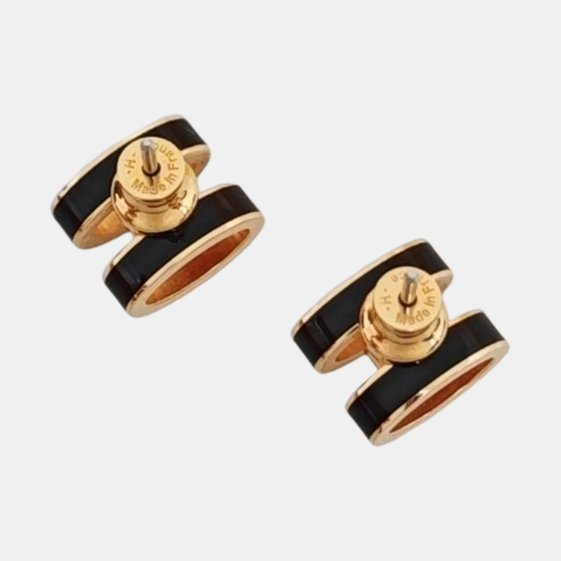 Pop H Metal Rose Gold Stud Earrings