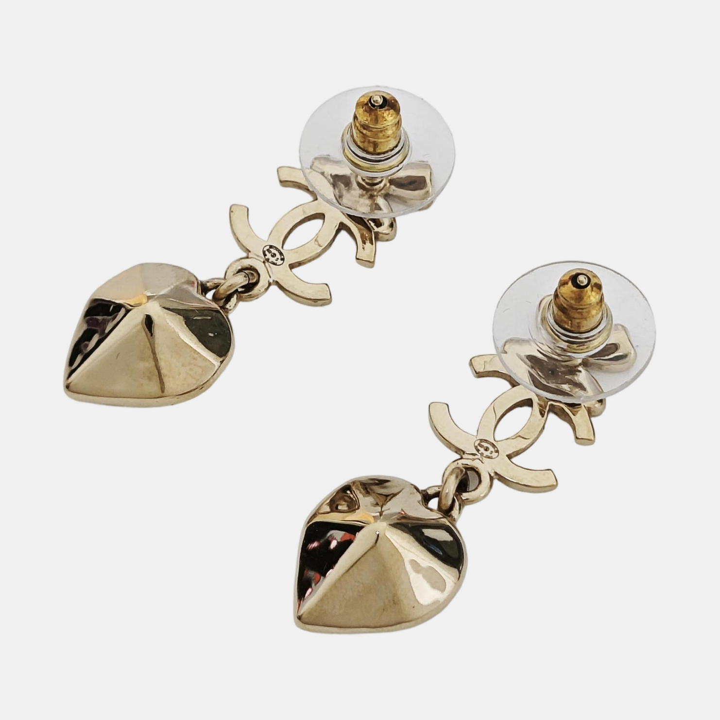 CC Logo Metal Gold Stud Earrings