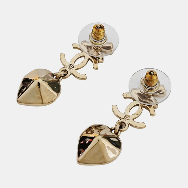 CC Logo Metal Gold Stud Earrings
