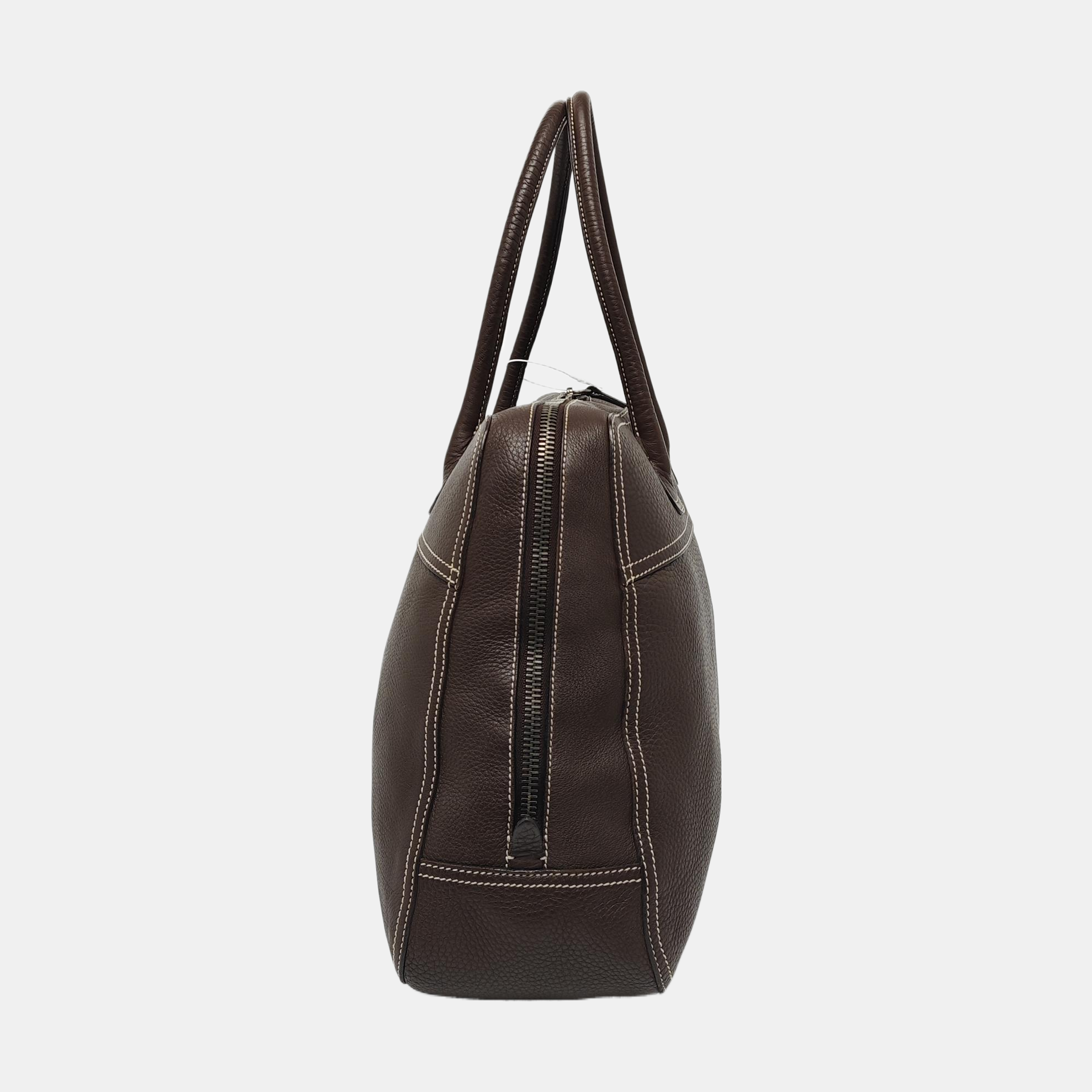 Calfskin Top Handle Bag Brown