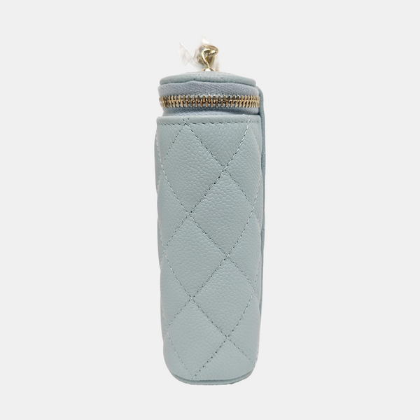 VANITY CASE Mini Quilted Grained Calfskin Blue
