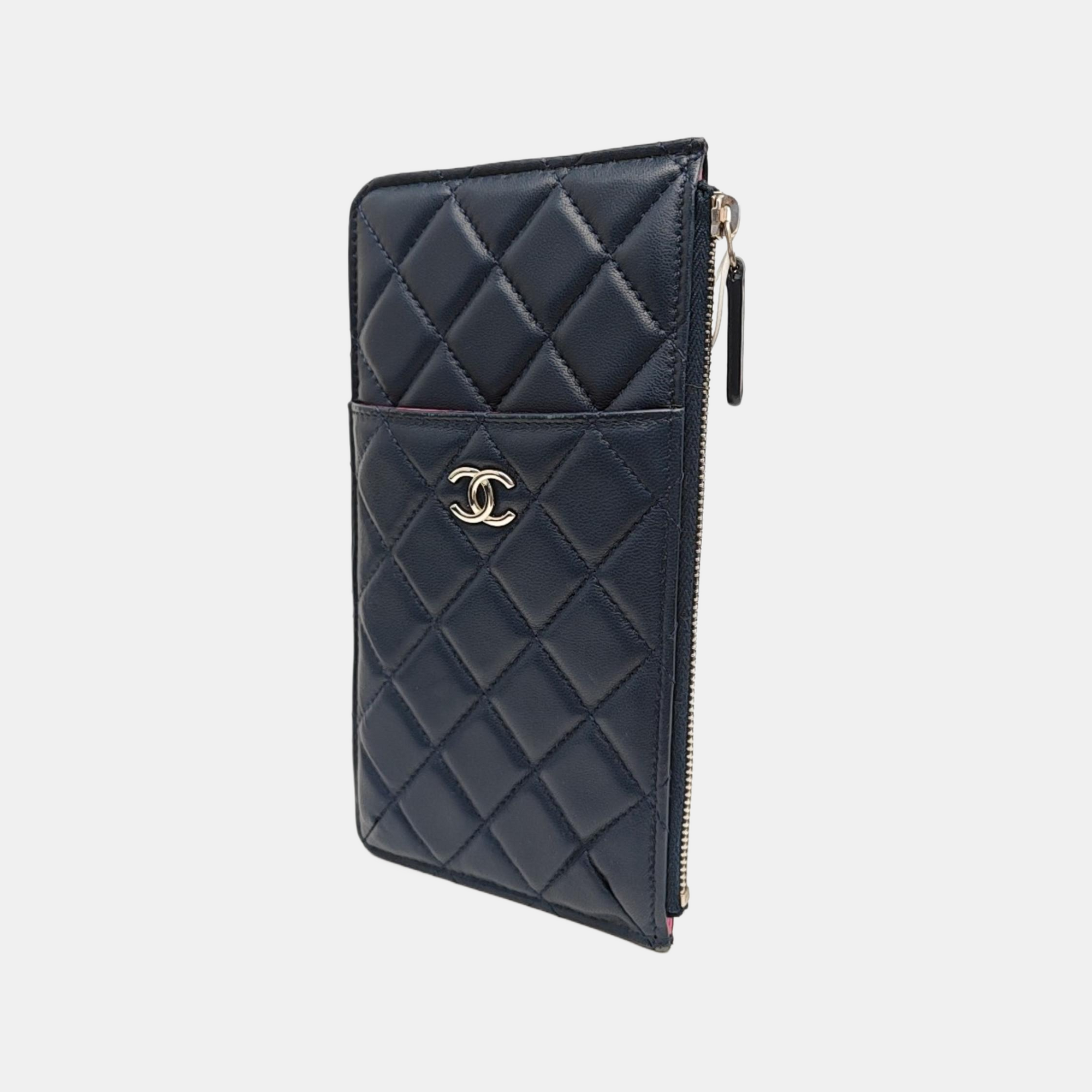 Quilted Lambskin Wallet Blue