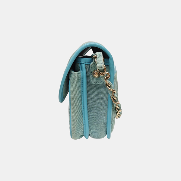 Quilted Denim Shoulder Bag Blue