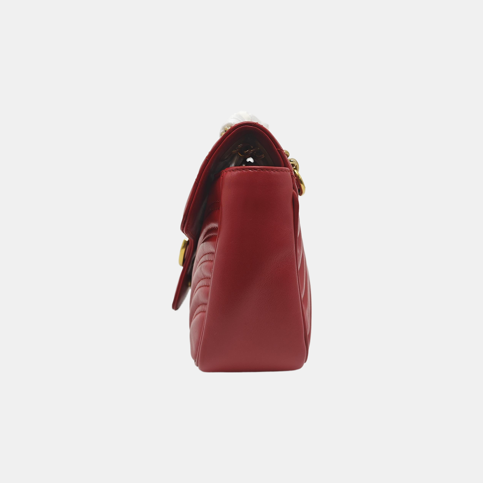 GG Marmont Mediana Piel Acolchada Roja