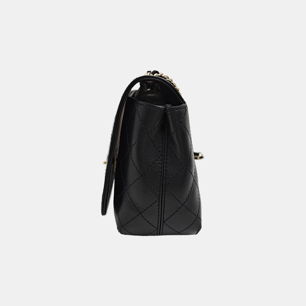 Quilted Calfskin Shoulder Bag Black