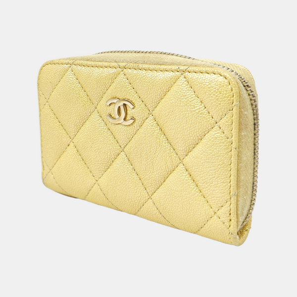 Quilted Grained Calfskin Wallet Yellow