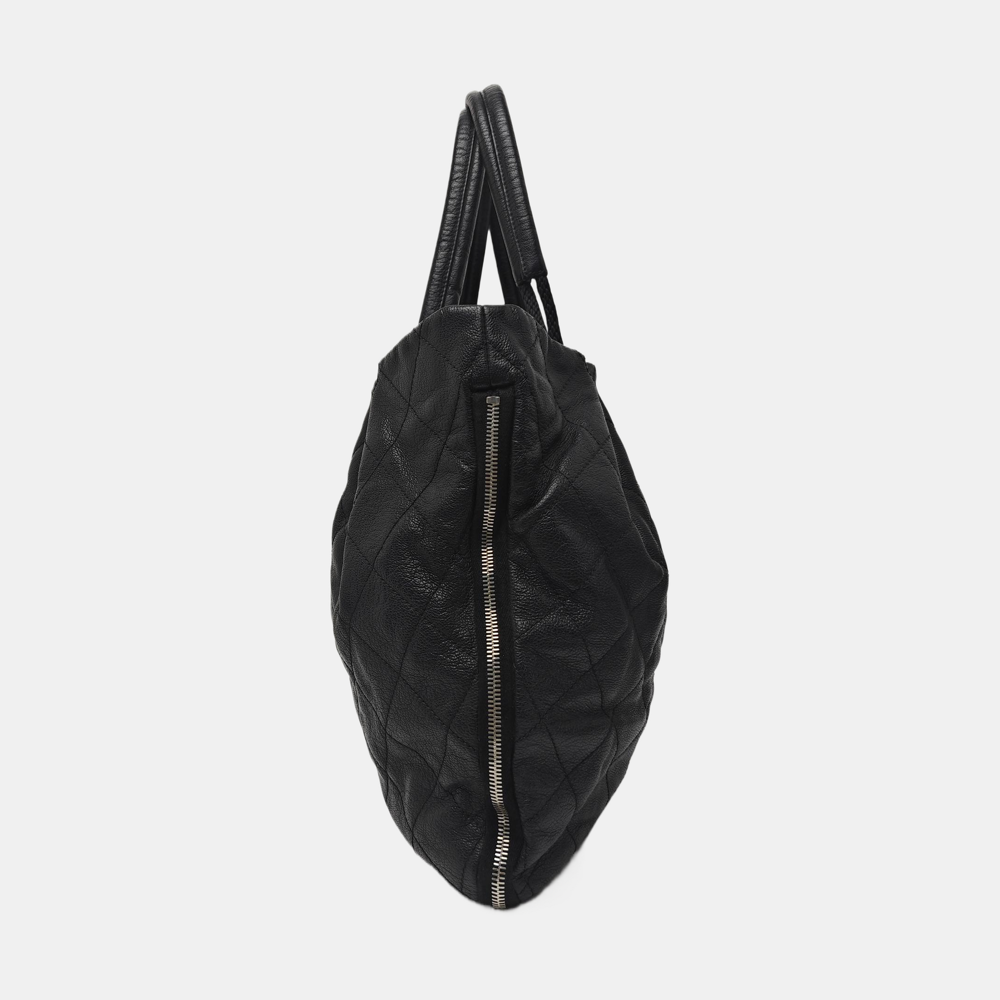 Quilted Calfskin Top Handle Bag Black